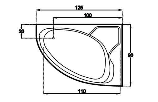Μπανιέρα LYDIA 125 x 90 SANITEC - Image 2