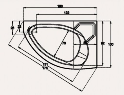 Μπανιέρα LYDIA 150 x 100 SANITEC - Image 2