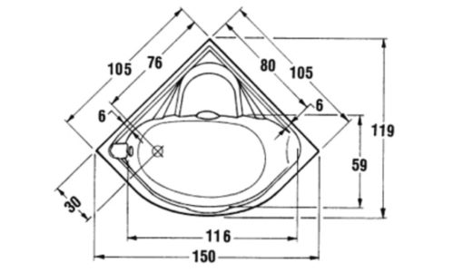 Μπανιέρα SAMANTHA 105 x 105 SANITEC - Image 2