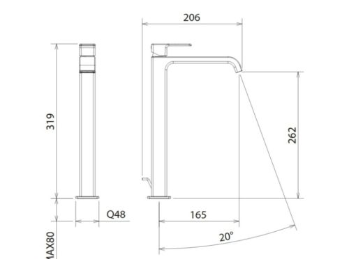 Μπαταρία νιπτήρος υψηλη PROFILI PLUS LATORRE 46501-100 - Image 2