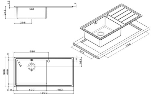 Νεροχύτης Ανοξείδωτος LINEAR PLUS LNP1001R-110 APELL - Image 3