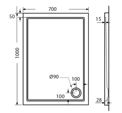 Ντουζιέρα 100x70x5,5 EXTRA FLAT E10070-300 SIRENE - Image 2