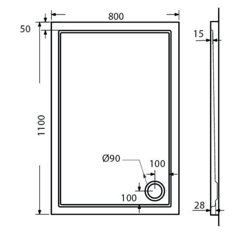 Ντουζιέρα 110x80x5,5 EXTRA FLAT E11080 SIRENE - Image 2