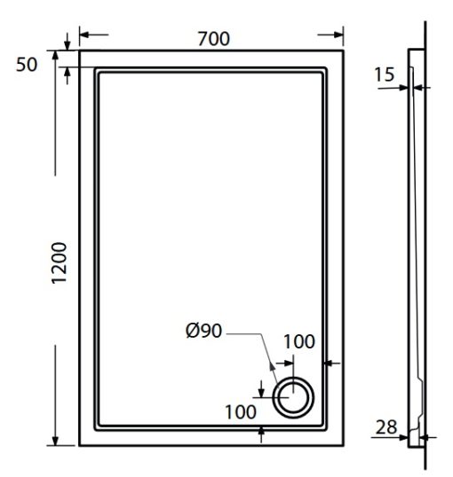 Ντουζιέρα 120x70x5,5 EXTRA FLAT E12070-300 SIRENE - Image 2