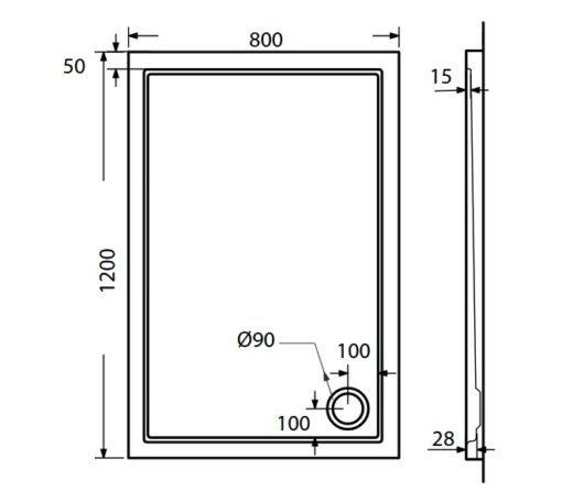 Ντουζιέρα 120x80x5,5 EXTRA FLAT E12080-300 SIRENE - Image 2