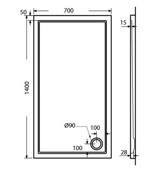 Ντουζιέρα 140x70x5.5 EXTRA FLAT E14070-300 SIRENE - Image 2