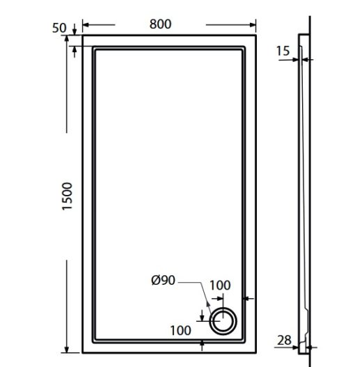 Ντουζιέρα 150x80x5,5 EXTRA FLAT E15080-300 SIRENE - Image 2