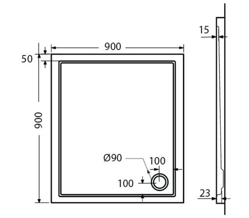 Ντουζιέρα 90x90x5,5 EXTRA FLAT E9090-300 SIRENE - Image 2