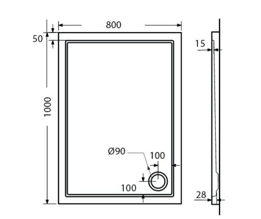 Ντουζιέρα 100x80x5,5 EXTRA FLAT E10080-300 SIRENE - Image 2