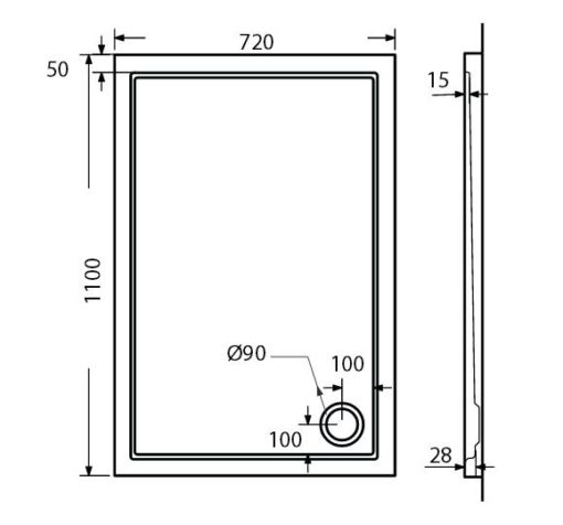 Ντουζιέρα 110x72x5,5 EXTRA FLAT E11072 SIRENE - Image 2