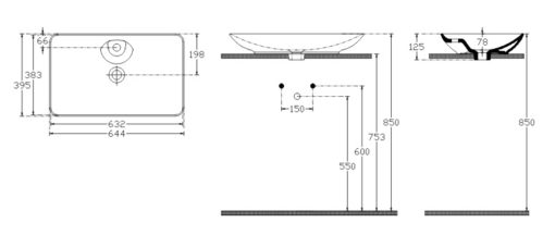 Νιπτήρας Επιτραπέζιος 64,4χ39,5εκ  38061-300 BIANCO CERAMICA - Image 2