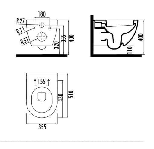 Λεκάνη κρεμαστή  FREE CREAVIT DUROPLAST FE320 - Image 2