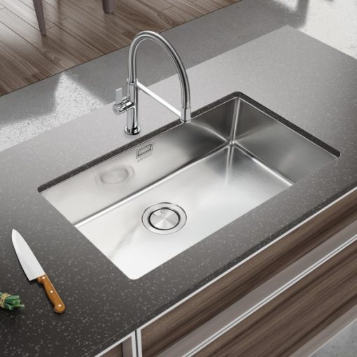 Νεροχύτης Ανοξείδωτος LINEAR PLUS FEM71-110 ΛΕΙΟ SATIN Υποκαθήμενος APELL - Image 2