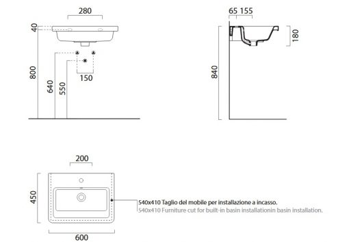 Νιπτήρας 60χ45εκ CITY 45 MCITY82-300 BIANCO CERAMICA - Image 3