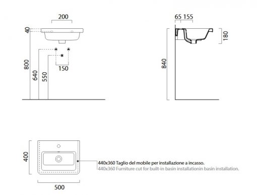 Νιπτήρας 50χ40εκ CITY 45 MCITY83-300 BIANCO CERAMICA - Image 2