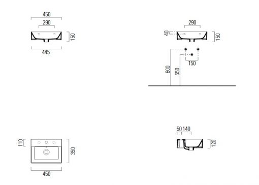 Νιπτήρας 45χ35εκ KUBE-X 9485-300 GSI - Image 2