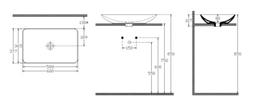 Νιπτήρας 60X37,7 38060-300 BIANCO CERAMICA - Image 2