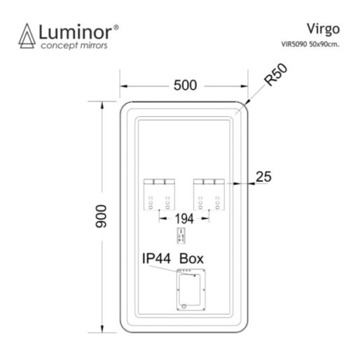 Καθρέπτης 50Χ90 VIRGO LUMINOR - Image 2
