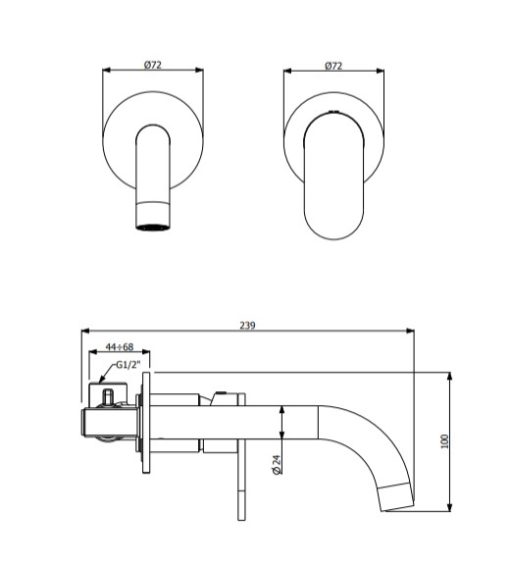Μπαταρία νιπτήρος εντοιχισμού SLIM 500045-201 ARMANDO VICARIO - Image 2
