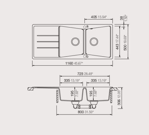 SHOCK CRISTALITE CITY 32300-1451 CONCRETE BETON Νεροχύτης Κουζίνας Γρανίτης 116X50 - Image 2