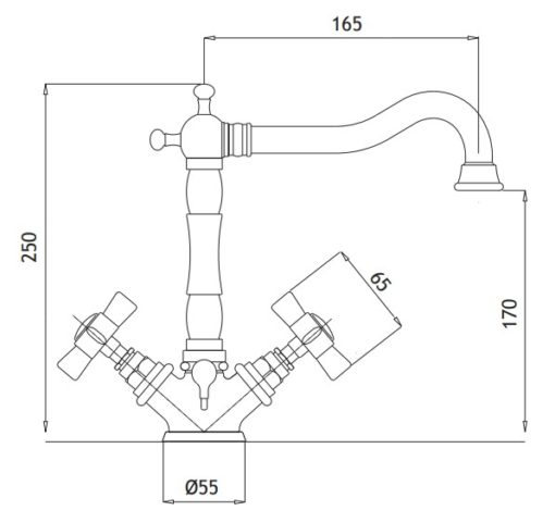 Μπαταρία Νιπτήρος PRINCETON bronze 834-220 BUGNATESE - Image 2