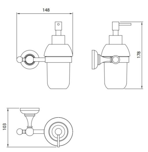 Επίτοιχος Διανομέας 125ml, με white μπουκάλι πορσελάνης VICTORIA CHROME 624-100 PERFORMA - Image 2