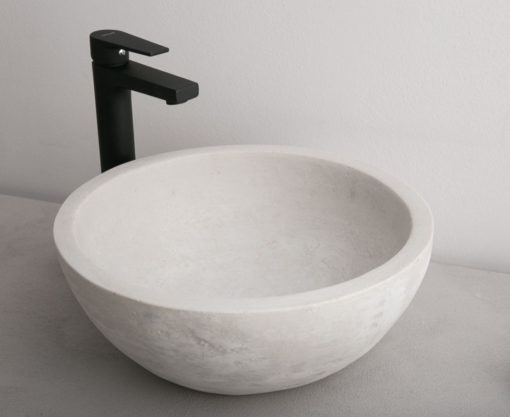 Νιπτήρας Μπάνιου Επικαθήμενος Πέτρινος STONE WHITE Φ40