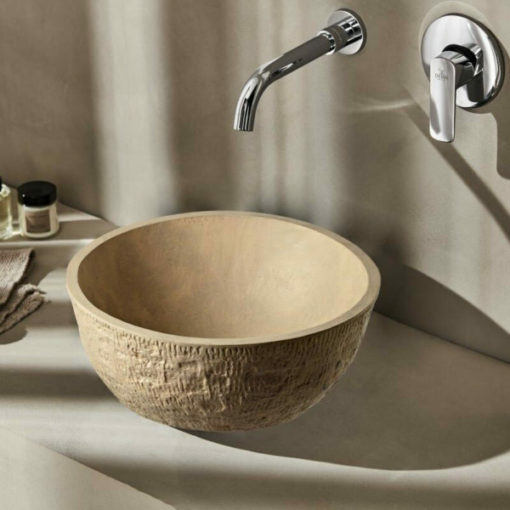 Νιπτήρας Μπάνιου Επικαθήμενος Πέτρινος PIETRA BEIGE Φ40 - Image 2