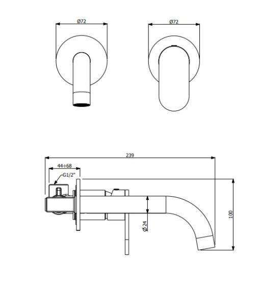 Μπαταρία νιπτήρος εντοιχισμού 2 οπών SLIM INOX FINISH 500045-110 ARMANDO VICARIO - Image 2