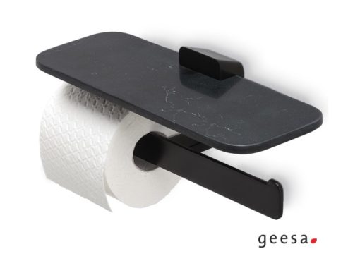Χαρτοθήκη διπλή με εταζέρα SHIFT black matt 9948-400 GEESA