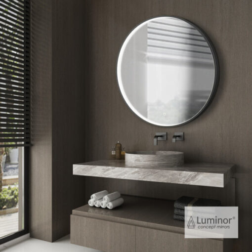 Καθρέπτης Φ70εκ DOT BLACK BRUSHED LUMINOR
