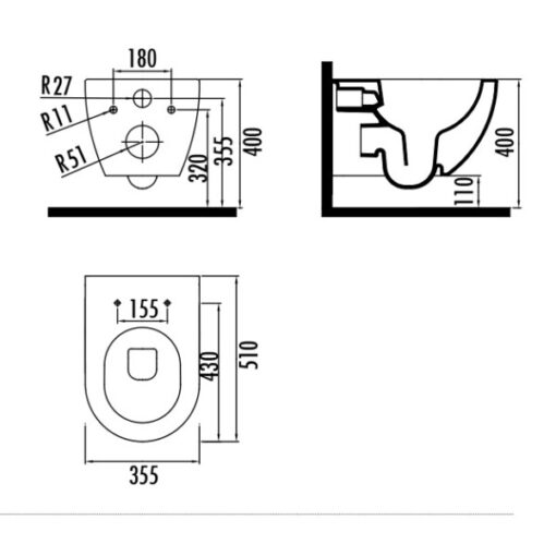 Λεκάνη κρεμαστή FREE RIMLESS CREAVIT 50.6εκ. - Image 4