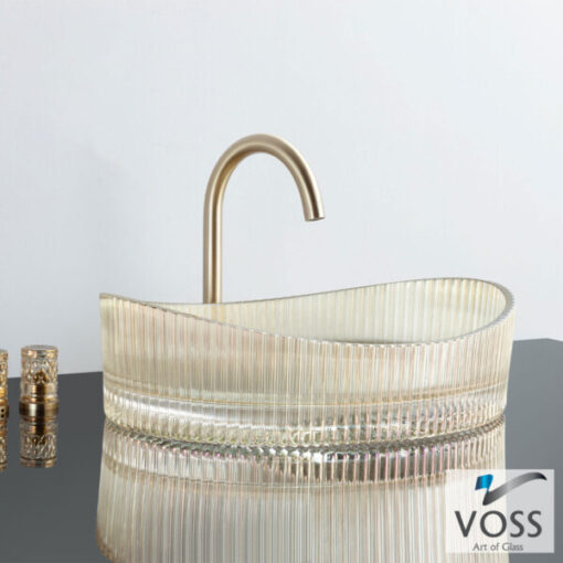 Νιπτήρας Γυάλινος CAVO 50X37.5εκ. VL1150-200 VOSS GLASS GOLD