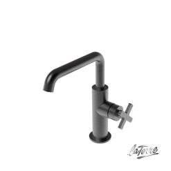 Μπαταρία Νιπτήρος Με Πλαινό Λεβιέ ELLE CROSS Black Brushed 38020-410 LA TORRE