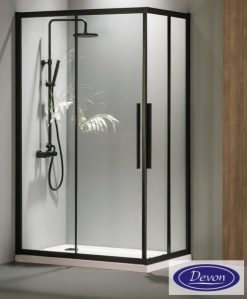 Καμπίνα γωνιακής εισόδου FLOW CORNER ENTRY BLACK MATT CF100C-400 (100X100εκ.) DEVON